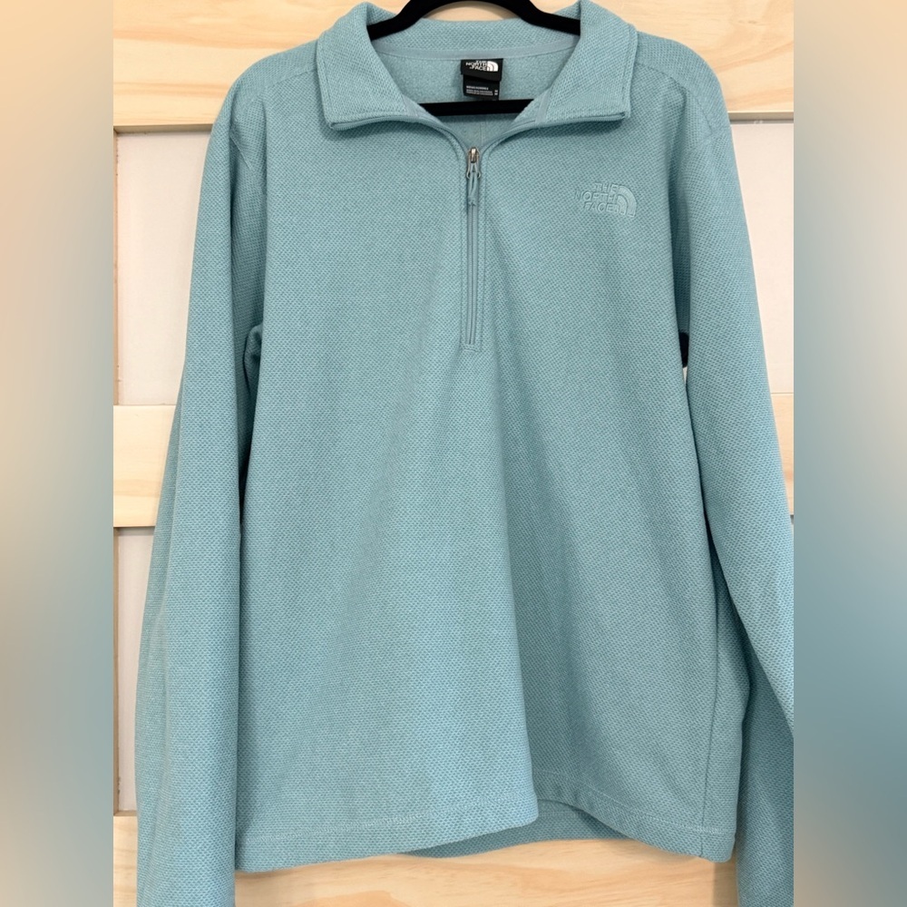 The North Face Mens Medium Quarter Zip Pullover Blue Lightweight Fleece - Picture 3 of 5